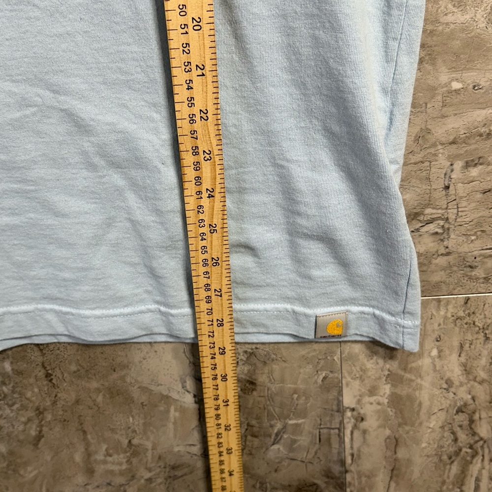 Carhartt Relaxed Fit Logo T Shirt Light Blue Men Medium Cotton Outdoor Basic Tee - Picture 6 of 7
